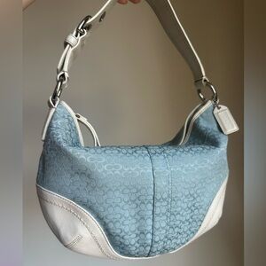 SOLD - Coach Baby Blue and White SoHo Hobo Bag